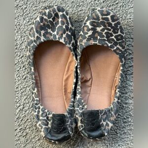 Lucky Brand Emmie Lou Leather Leopard Print Ballet Flats. Size 9.5